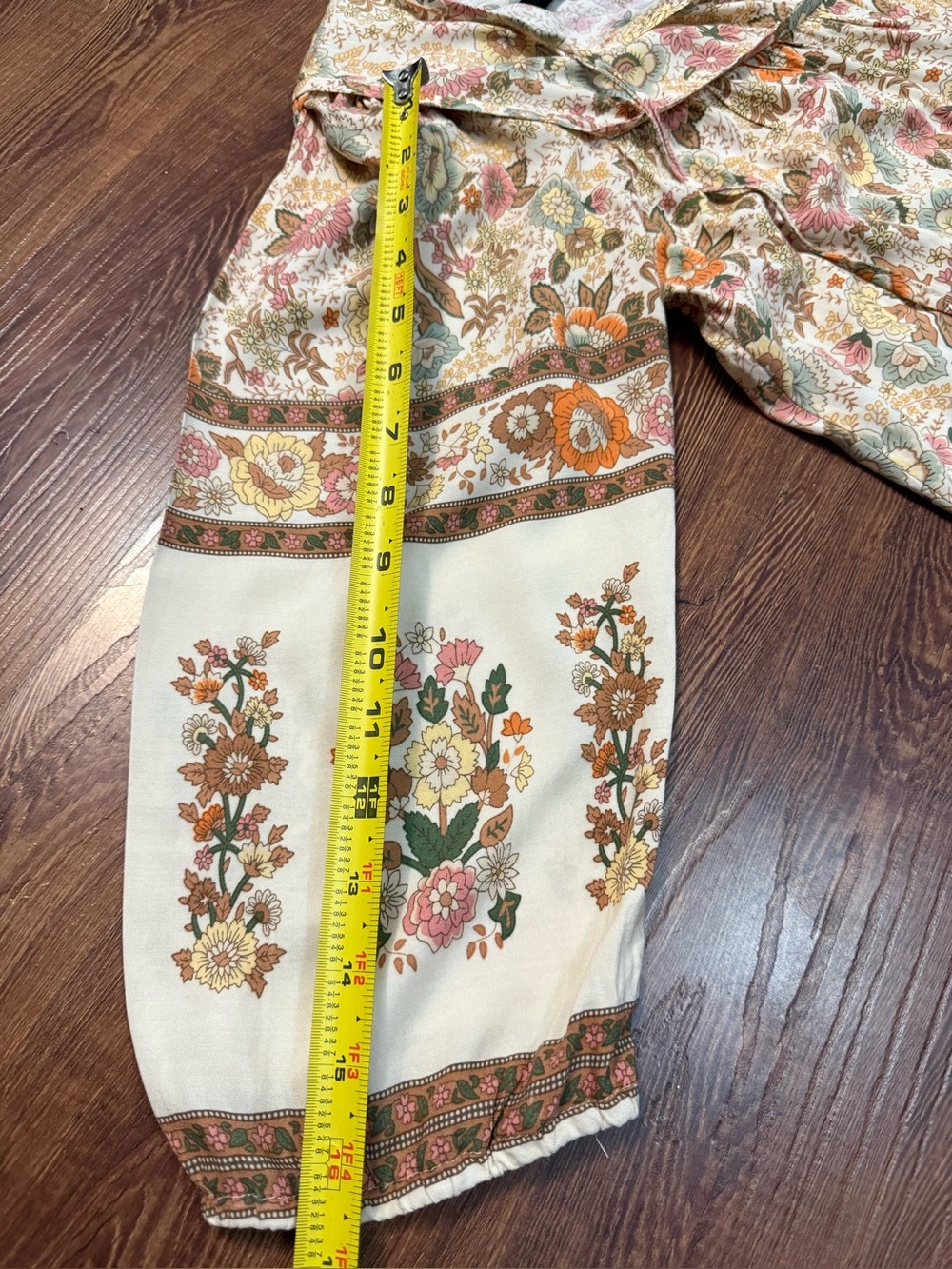 Women's Floral Boho Sleep Tunic - Cream with Pink & Green Floral - Picture 9 of 10